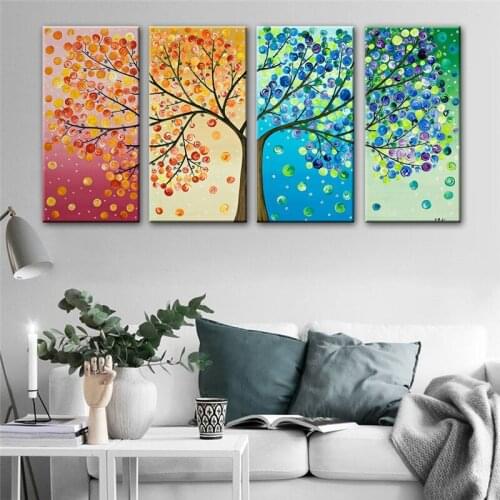 4 Panels Landscape Wall Art Canvas Prints Modular Pictures Modern Four Seasons Changes Wall Posters and Prints Home Decor