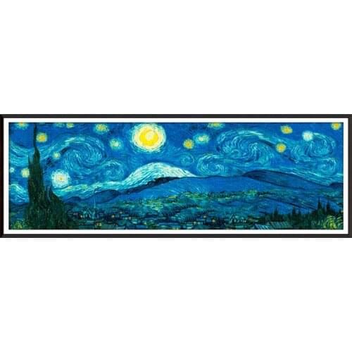 Joy Sunday landscape pattern dark night panorama word embroidery embroidery set printing and counting needlework home decoration