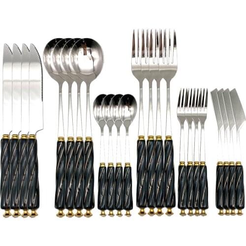 Stainless Steel Tableware Set with Ceramic Handle,Flatware Cutlery Set for 4,Dinnerware Set Including Fork Spoon Knife Spatula