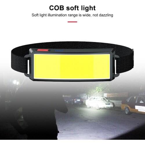 Outdoor COB strong headlight Portable 3 modes head-mounted Head lamp USB rechargeable camping cycling soft light head light