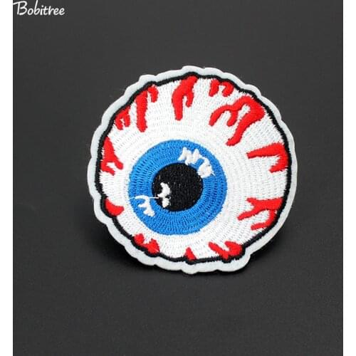 Big Red Eyes Eyeball 6.8*6.8cm Clothes Patch badges iron on Punk Embroidery for Clothes Stickers Garment Accessories
