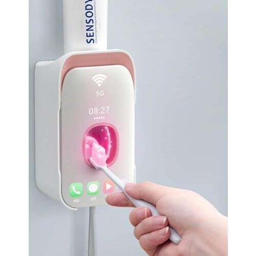 Wall Mounted Automatic Toothpaste Dispenser Punch-Free Toothbrush Holder Toothbrush Storage For Toilet Bathroom Accessories