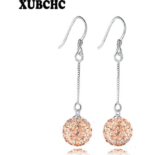 New arrival 16 Color Trendy Zinc Alloy Long Box Chain Dangle Earrings 8A Bead Crystal Earrings For Women Fashion Jewelry 10MM