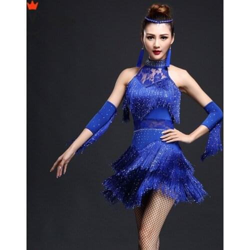 Latin Dance Dress Girls Kids adult Modern Ballroom No shoulder Salsa Tango tassels samba carnival costume compitition outfit
