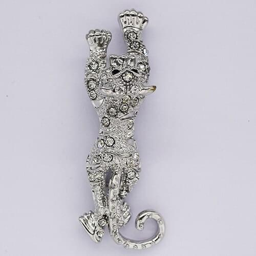 Clear Rhinestone Leopard Pin brooches C514 A