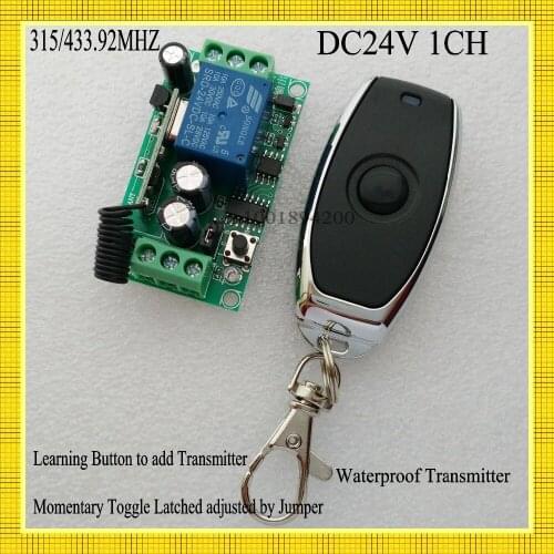 DC 24V 1CH Remote Switch 10A Relay Switching Wireless Controller NO COM NC Button ON OFF Remote Switches 315/433 ASK Smart Home