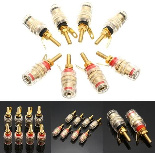 8pcs/pack 42mm Gold Plated Speaker Binding Posts Audio Terminal Amplifier for Banana Connector Plug