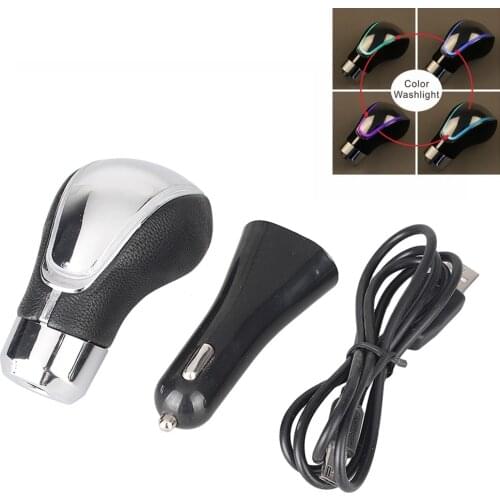 Car Gear Shift knob Come With USB Line + Cigarette Charger for all car Manual Automatic Transmission MT AT without lock button