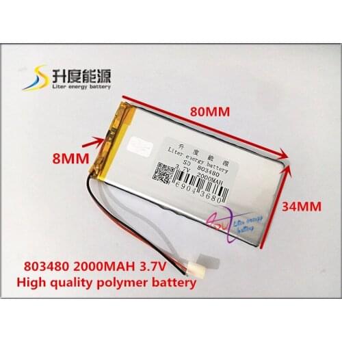 SD Customized smallest rechargeable battery lithium polymer 803480 2000mAh