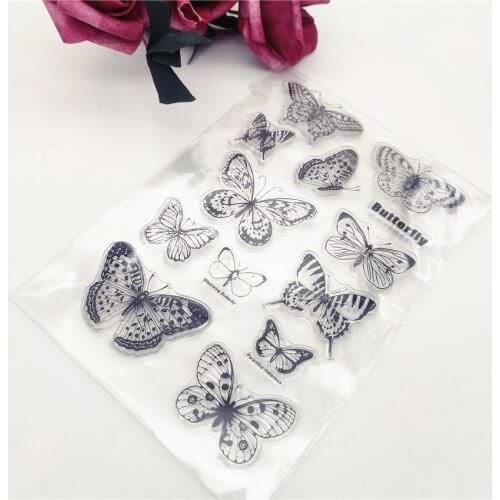 11*16CM Butterfly Wreath Transparent Clear Stamps / Silicone Seals Roller Stamp For DIY Scrapbooking Photo Album/Card Making