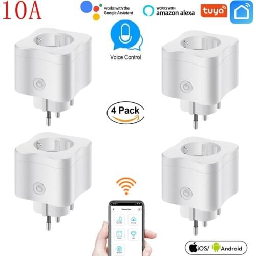 Tuya WiFi Smart Plug EU Adaptor Smart Socket Remote Voice Control Power Outlet Timer Socket For Alexa Google Home SmartLife App
