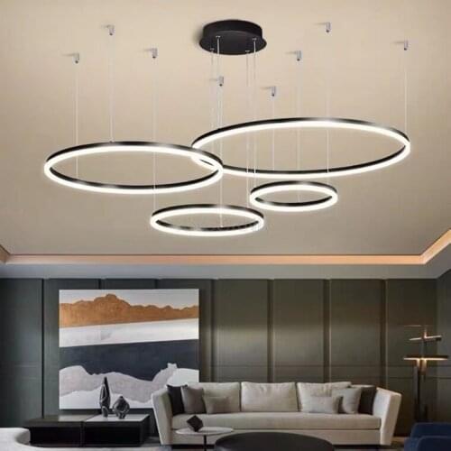 Modern Ring Led Chandeliers Living Room Home Decor Hanglamp Dining Room Kitchen Pendant Lamp Foyer Polar Led Chandelier Lighting