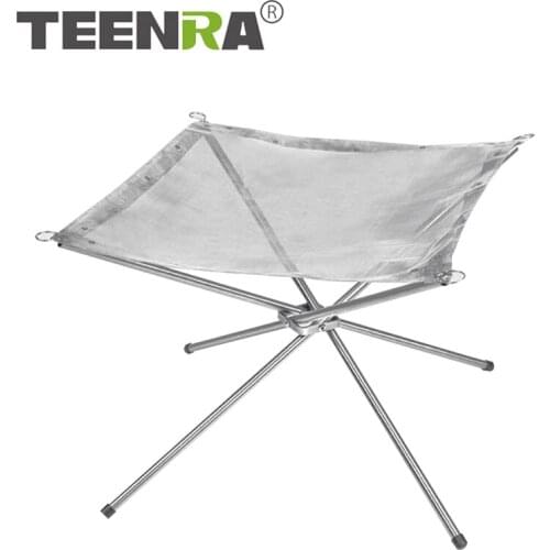 TEENRA Stainless Steel Camp Stove Fire Outdoor Fire Burn Pit Stand Folding Stove Fire Frame Portable Wood Stove Camping Tools