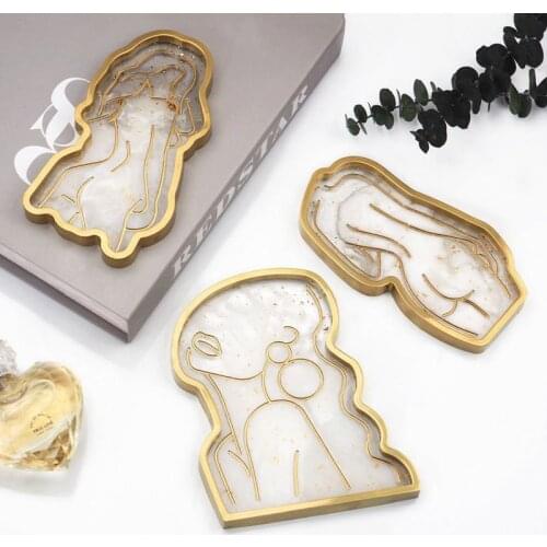 Mirror Tray Girl Model Body Abstract Dish Plate Silicone Mold Epoxy Resin Mold DIY Crystal