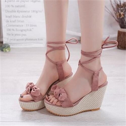 Women Height Increasing Women Wedges Platform Shoes Peep Toe Ladies Girls Sandals Shoes Sandalias De Las Mujeres Sandale Femme