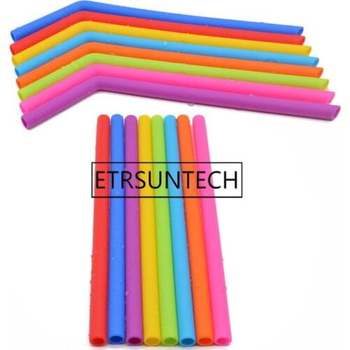 200pcs Silicone Drinking Straw Durable Long Reusable Straight Bent Juice Drinks Straw For Kids Bar Accessories