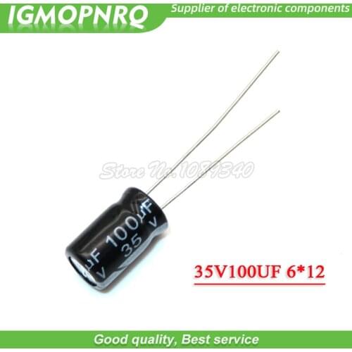 50PCS 35V100UF 6*12mm 100UF 35V 6.3*12 Electrolytic capacitor