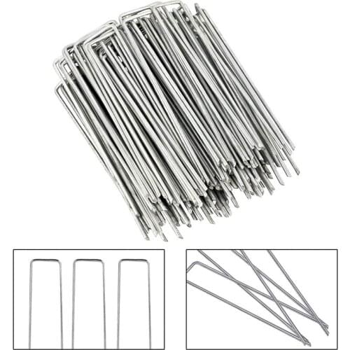 50pcs Garden Stakes Staple U Shape Carbon Steel Securing Fixing Nail Pegs for Securing Weed Fabric Landscape Fabric Netting
