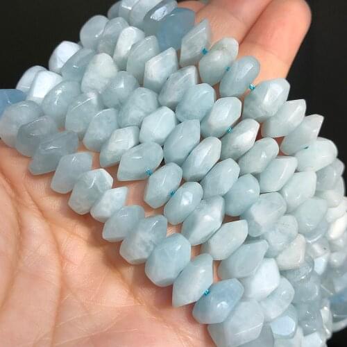 6x11mm Natural Blue Aquamarines Stone Beads Irregular Rhombus Loose Spacer Beads For Jewelry Making DIY Bracelet Accessories