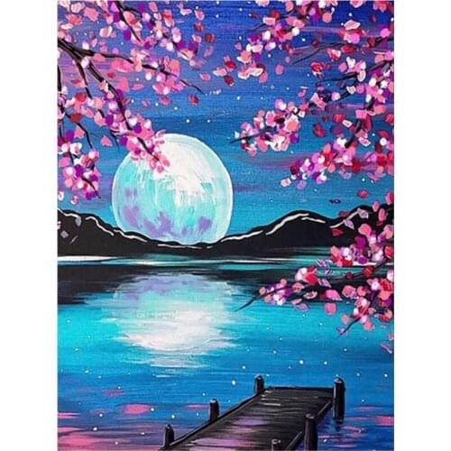 Full Square Diamond Embroidery Moon Tree Cross Stitch Kit Handicraft Diamond Painting Scenic Home Decoration