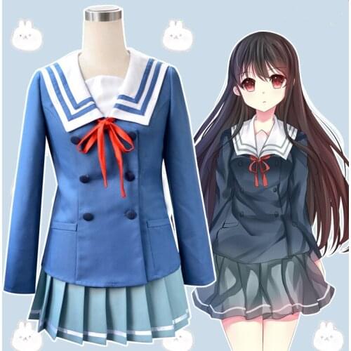 Free shipping Anime Kyokai no Kanata Cos Kuriyama Mirai Nase Mitsuki Cosplay Halloween woman School uniform Cosplay costume