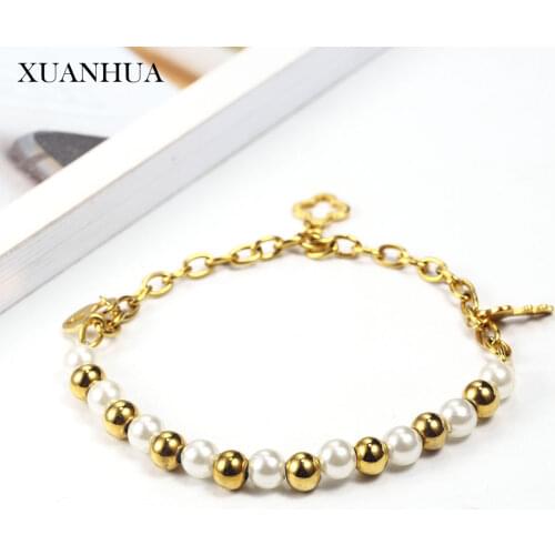 XUANHUA Charm Steel Ball Pearl Bracelets Bangles Stainless Steel Jewelry Woman Vogue 2019 Fine Jewelry Accessories Bohemian