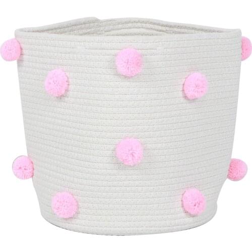 Storage Basket Decorative Cotton Rope Storage Basket Kids Toys Organizer Bin Living Room Floor Decor Basket