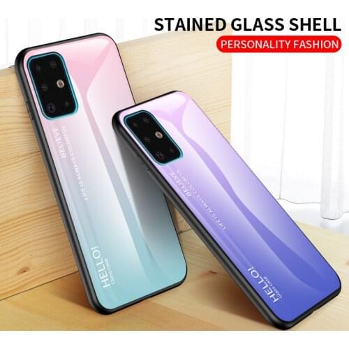 For Samsung Galaxy S20 Plus Case Hard Tempered Glass Fashion Gradient Marble Protective Back Cover case For samsung S20 Ultra