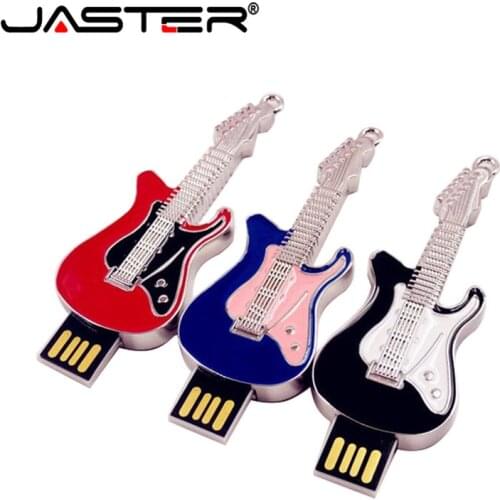 JASTER 3 colour black red blue colour crystal guitar model usb2.0 4GB 8GB 16GB 32GB 64GB pen drive USB Flash Drive