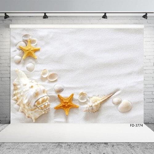 White Sand Beach Starfish Shell Photography Background Baby Shower Children Portrait Vinyl Backdrop Photocall Photo Studio Props