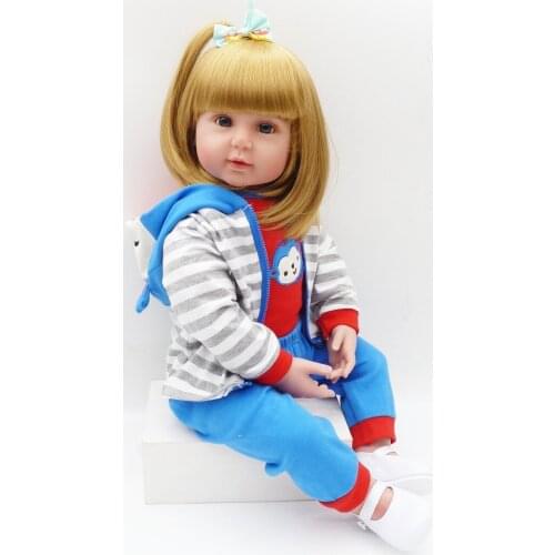 23"58cm Reborn silicone babies girl toddler dolls bebe alive real looking soft body classic realistic Handmade DIY Xmas Gifts