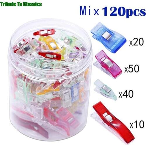 HOT! 120PCS/set Plastic Sewing Clips Clamps Holder Fabric Cloth Patchwork Sewing Quilting Clips Crochet Tools