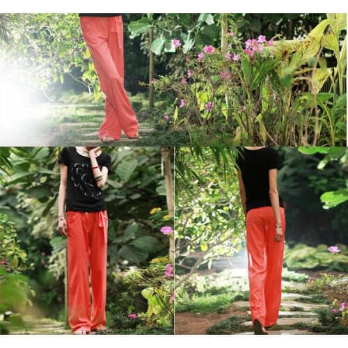 2021 Hot New Womens cotton linen pants straight wide leg pants baggy trousers S-2XL