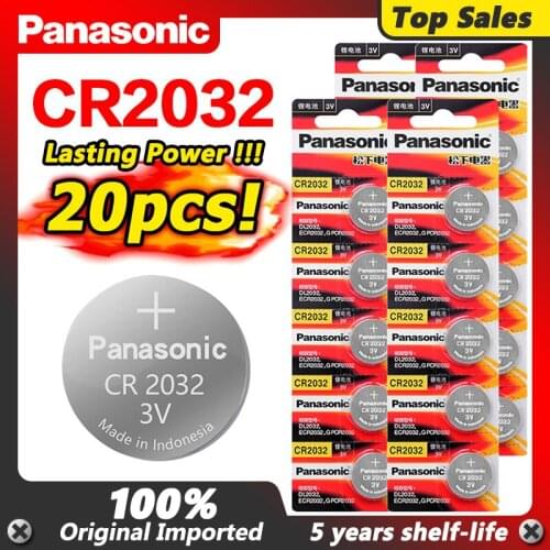 Panasonic 20pcs original cr2032 DL2032 ECR2032 5004LC KCR2032 BR2032 3v button battery coin lithium battery for watch computer