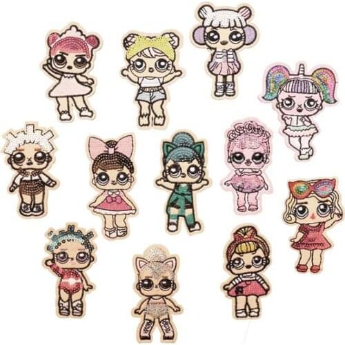 Maxsin 10 Pc/lot High Quality Embroidery Sequins Patch Cute Cartoon Little Girl Sticker Clothes Accessories DIY Decal Decorative