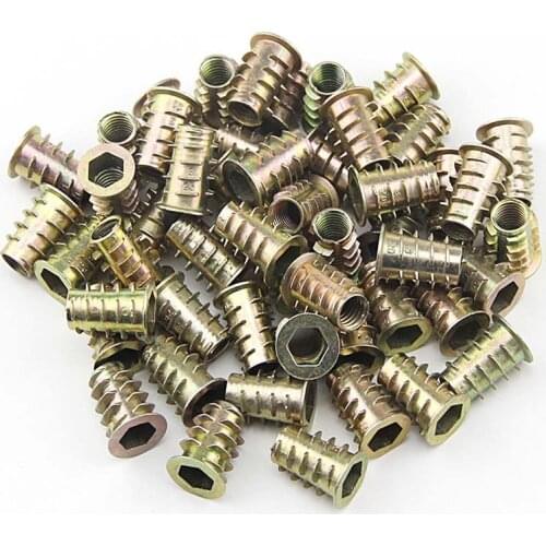 10Pc Metal Hexagon Hex Socket Head Embedded Insert Nut M4 M5 M6 M8 E-Nut for Wood Furniture Inside and Outside Thread Zinc-alloy