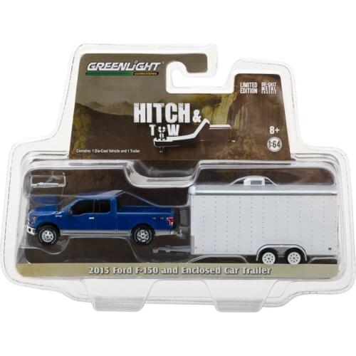 GreenLight 1:64 2015 Ford F-150 and White Car Alloy model car Metal toys for childen kids diecast gift