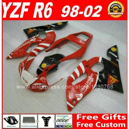 Santander Fairings kit for 1998 - 2002 YAMAHA YZF R6 red plastic parts 1999 2000 2001 98 99 00 01 02 fairing kits ZSZ1