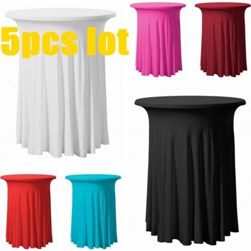 Wholesale Price Ruffled Lycra Spandex Cocktail Table Cover Wedding Table Cloth Event Party Decoration