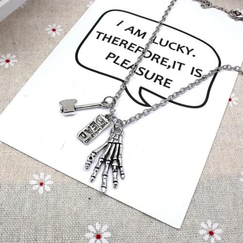 New Fashion The Walking Dead Necklace Pendants Short Long Women Men Collar Gift Jewelry Choker Bone hand And ax