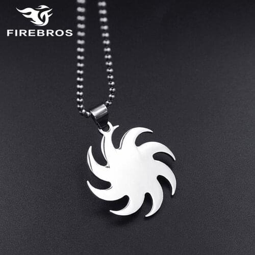 FIREBROS Silver Color Stainless Steel Egyptian Sun Spiritual Amulet Pendant Necklace Men Women Cheap Jewelry Gift free shipping