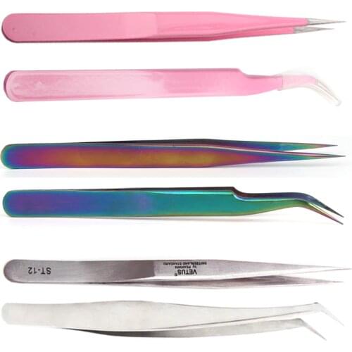 Stainless Slivery Tweezer for Eyelash Extension,Ultra Precision Eyebrow Tweezers VETUS ST Series Tweezer