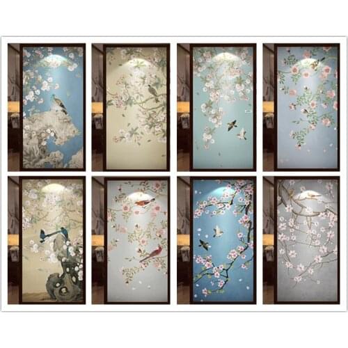 Custom size window film for glass door wardrobe home decor Opaque frosted static cling Birds