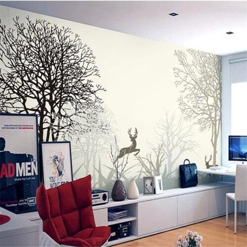 Beibehang custom high quality murals simple living room TV background bedroom beige elk mural wallpaper wallpaper for walls 3 d