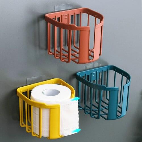 Portable Wall-mounted Self-adhesive Tissue Box Save Space Bathroom Toilet Storage Bracket Paper Holder Garbage Organizer Rack