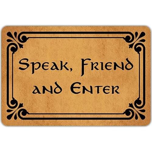 Welcome Mat for Front Door Mats Print on Demand Speak Friend and Enter Rubber Non Slip Backing Funny Doormat Indoor Outdoor Rug