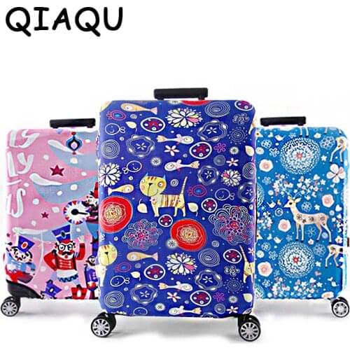 QIAQU Fashion Travel Suitcase Luggage Cat Deer Pattern Protector Cover Spandex Elastic Protectors for 18-32 inch Organizer