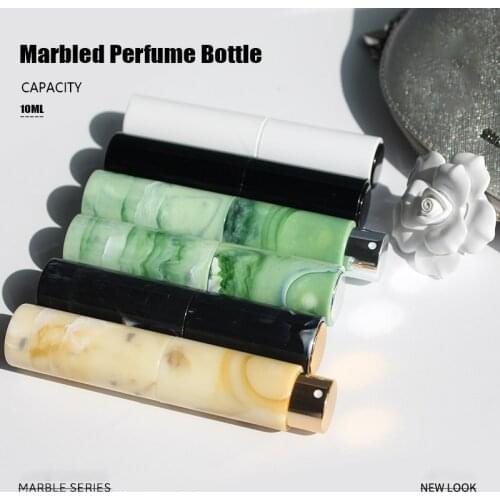10ML Perfume Atomizer Glass Spray Bottle Marbling Art Mini Portable Perfume Travel Atomizer Rotation Cosmetics Tool Bottle Gold