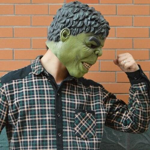 Luxury Halloween Party Wholesale Latex Helmet Masks for Cosplay Green Mask
