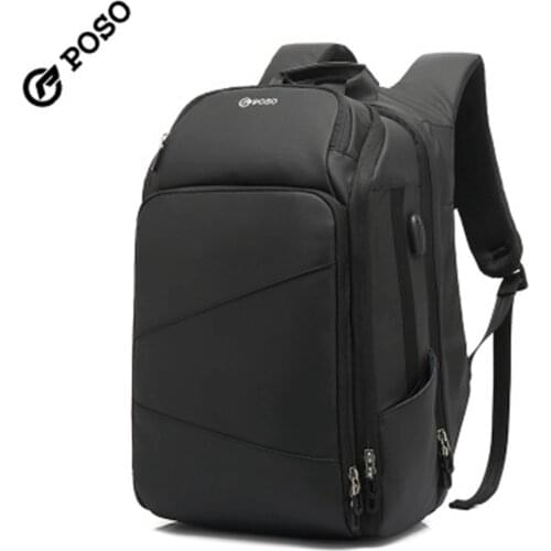 POSO Backpack 17.3inch USB Laptop Backpack Nylon Waterproof Business Travel Backpack Fashion Outdoor Sports Student Backpack